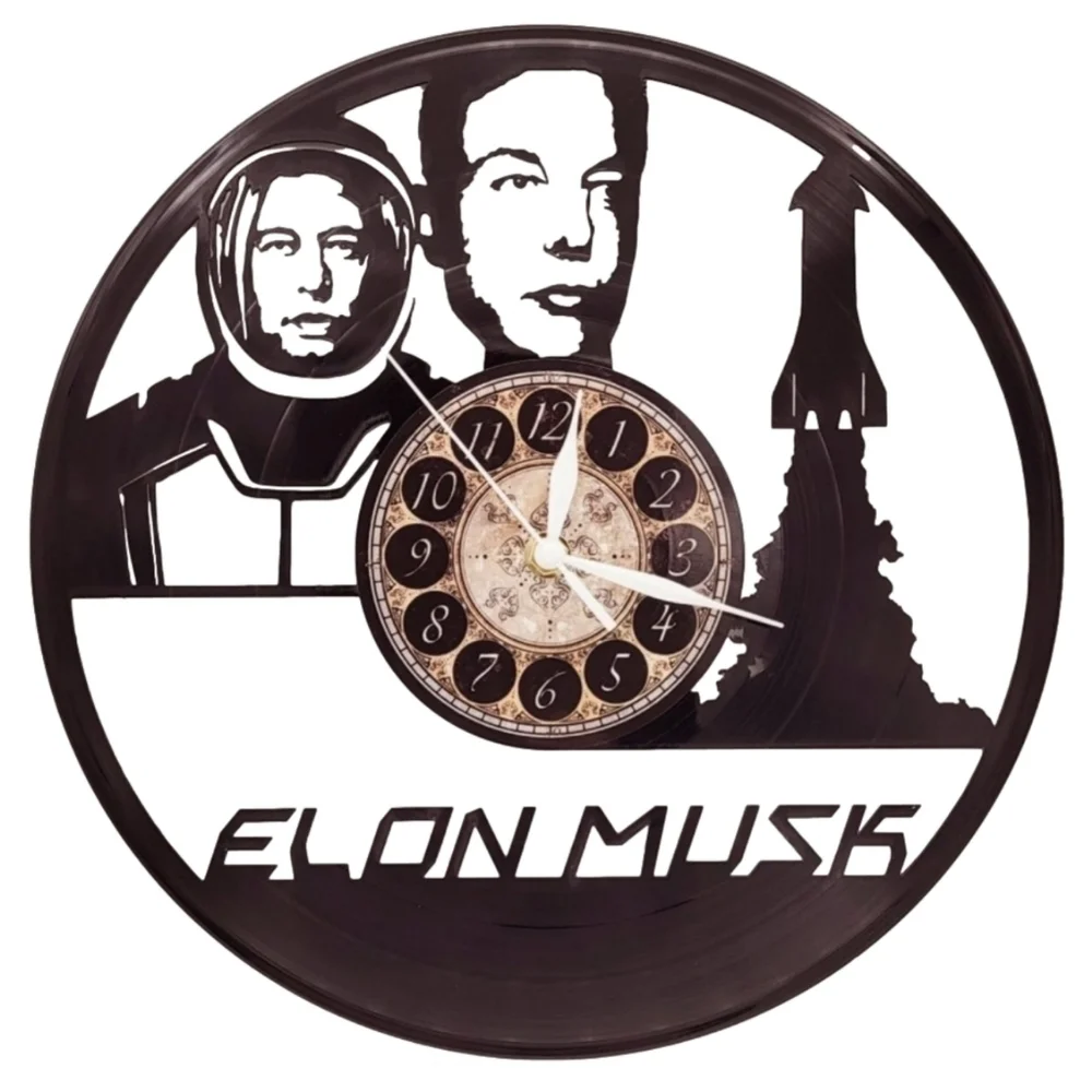 Elon MUSK vinyl record clock